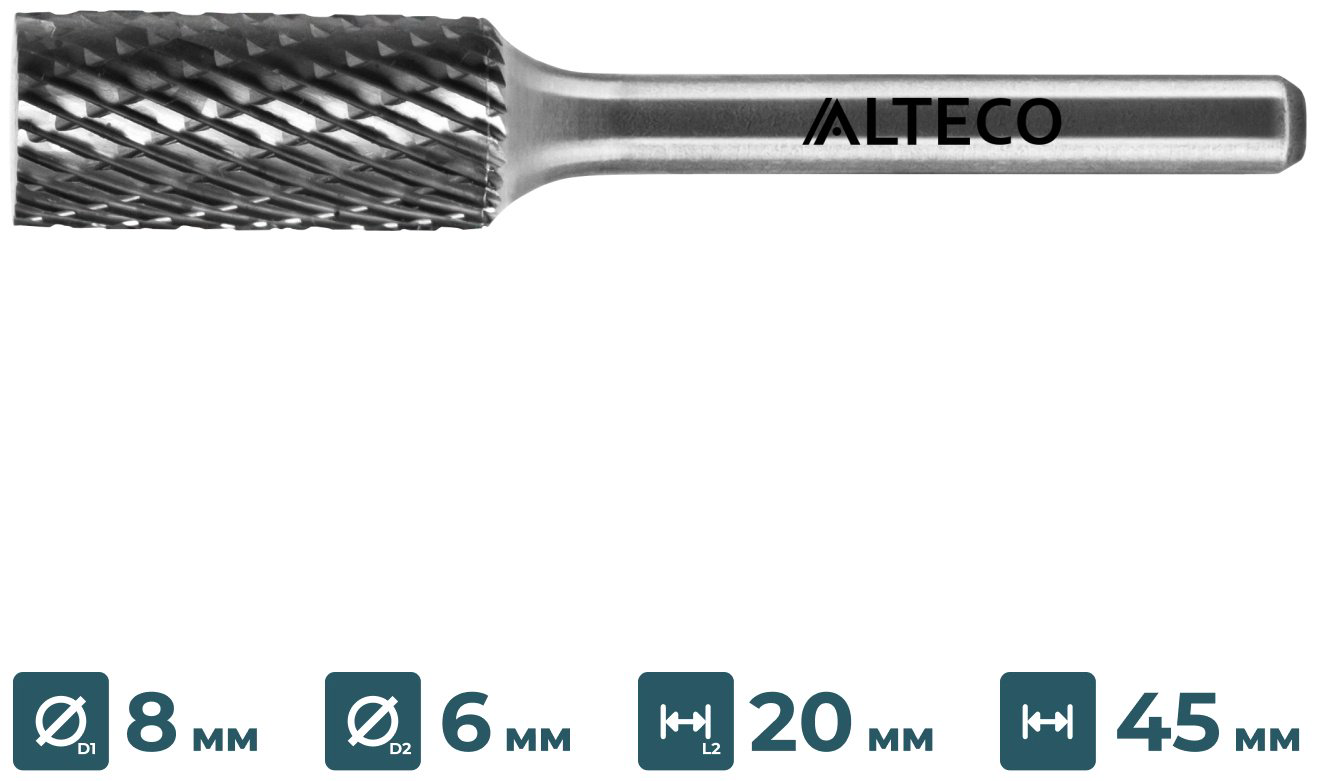 ALTECO фреза прямая 45 мм, 1 шт. арт A 0820/6 MX 75625