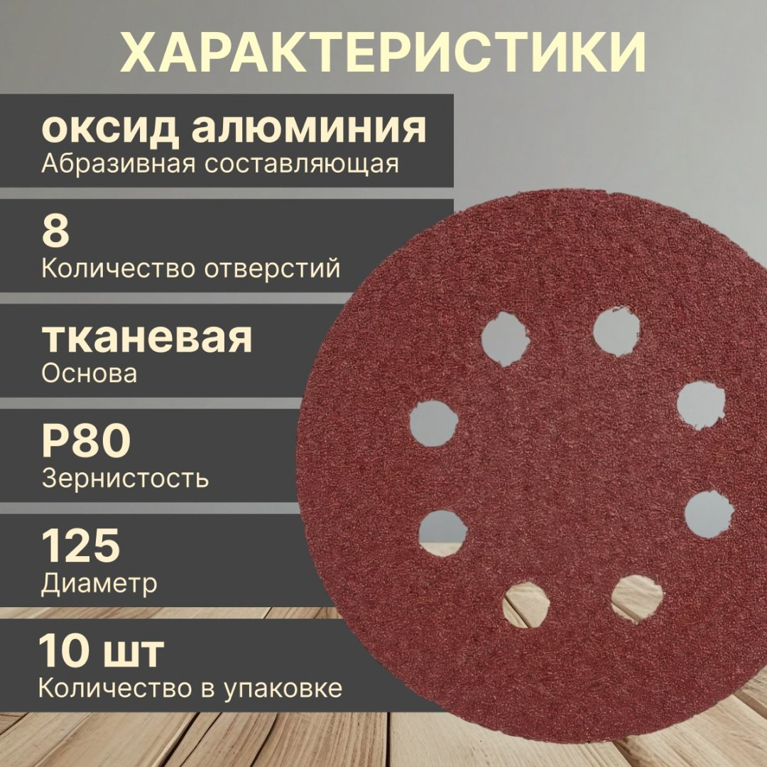 Шлифовальный круг Волат 80010-80 125 мм 10 шт купить,640