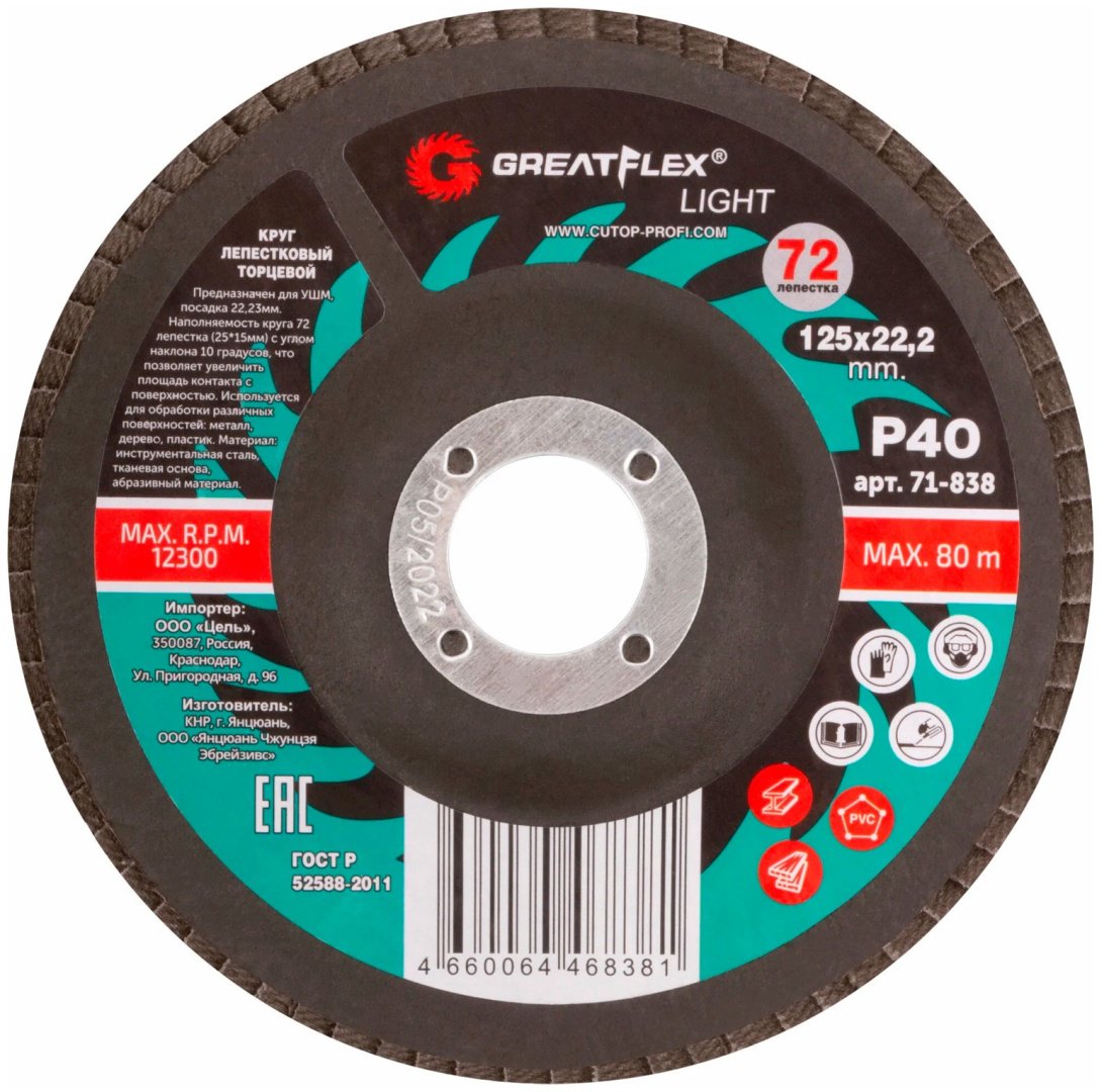 Шлифовальный круг Greatflex LIGHT 71-838 125 мм 1 шт купить,NaN
