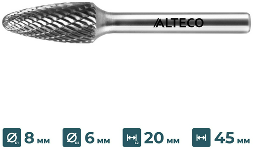 ALTECO фреза конусная 8 мм, 1 шт. арт F 0820/6 MX 75647
