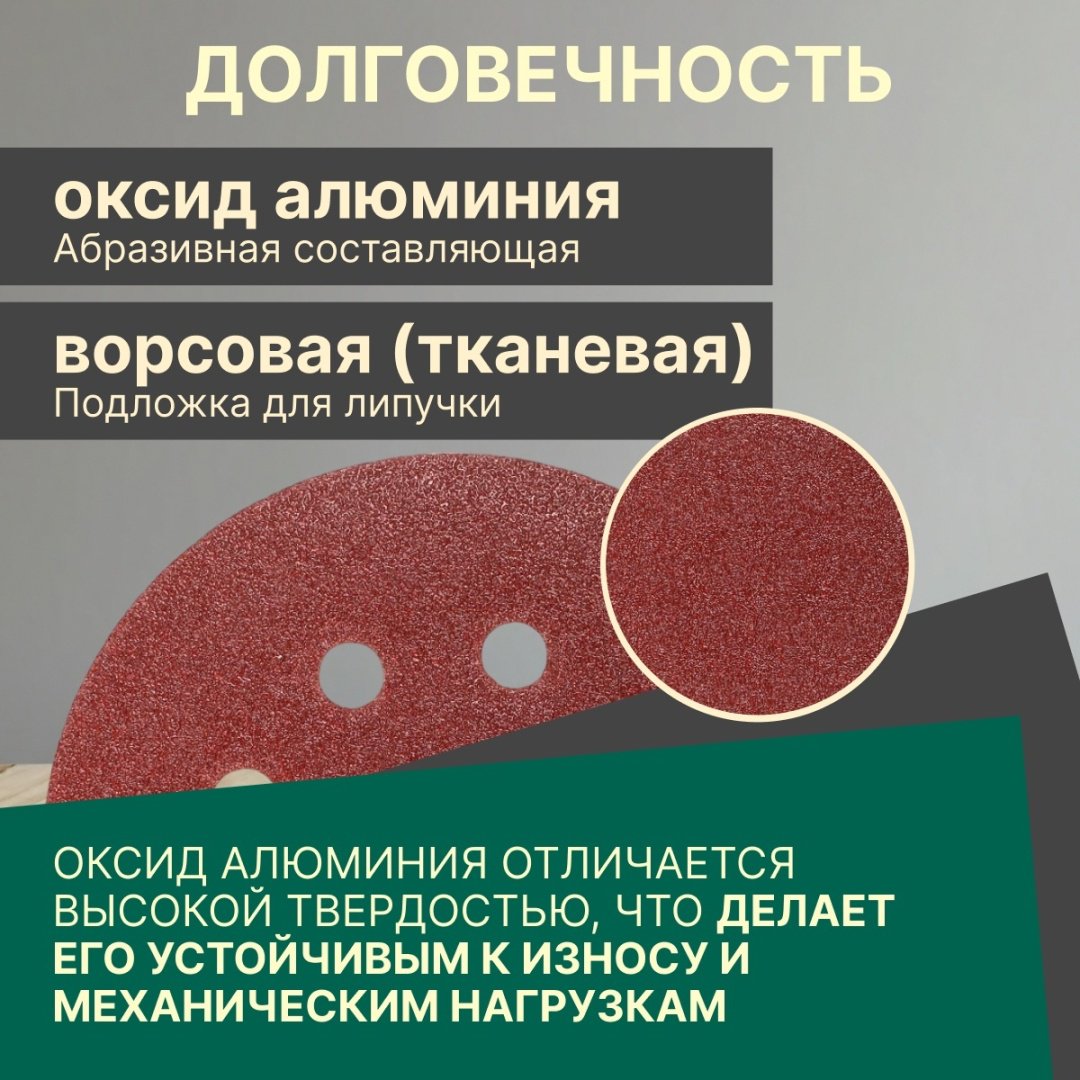 Шлифовальный круг Волат 125 мм, абразивный материал Р100, 10 шт. арт. 80010-100