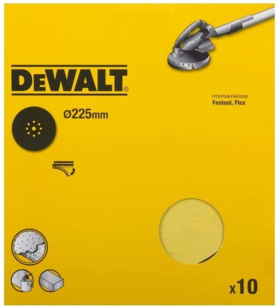 Шлифовальный круг DeWALT 225 мм, абразивный материал Р60 10 шт