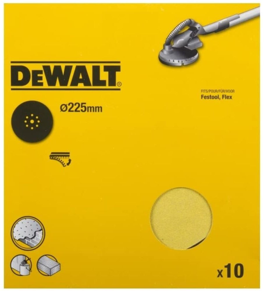 Шлифовальный круг DeWALT 225 мм, абразивный материал Р60 10 шт