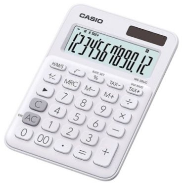 Калькулятор бухгалтерский CASIO MS-20UC-WE-W-EC, 12-разрядный, белый