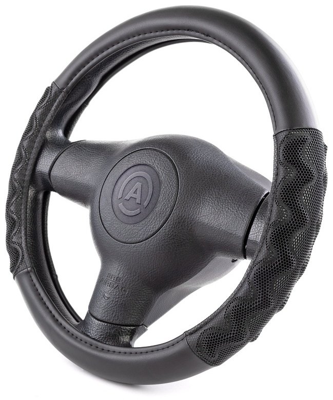 AUTOPROFI оплетка на руль AP-1948 BK/GY M черный, серый купить,NaN