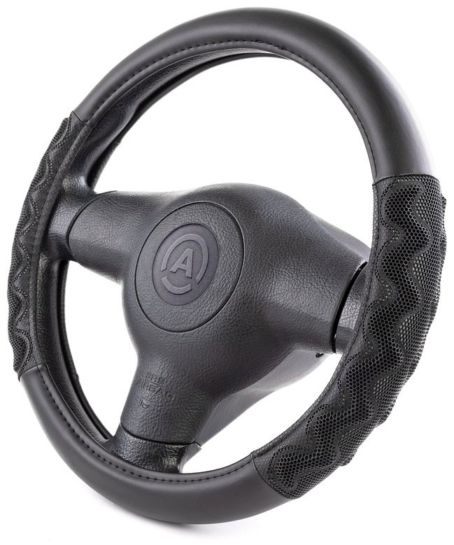 AUTOPROFI оплетка на руль AP-1948 BK/GY M черный, серый купить,NaN