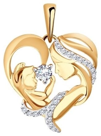 Подвеска SOKOLOV 34941 вес 1.84 г золото, фианит Swarovski купить,NaN