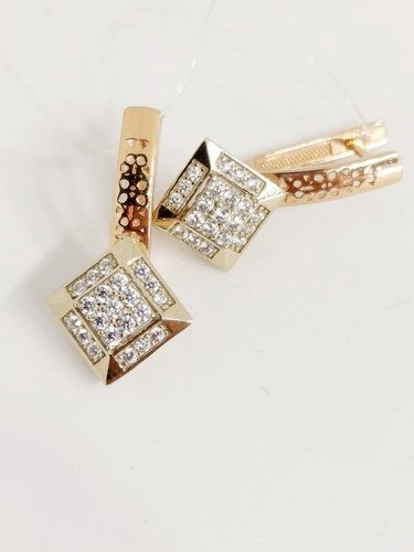 Серьги Crystal НЕЦИ234_15694328 вес 4.22 г золото, фианит купить,NaN