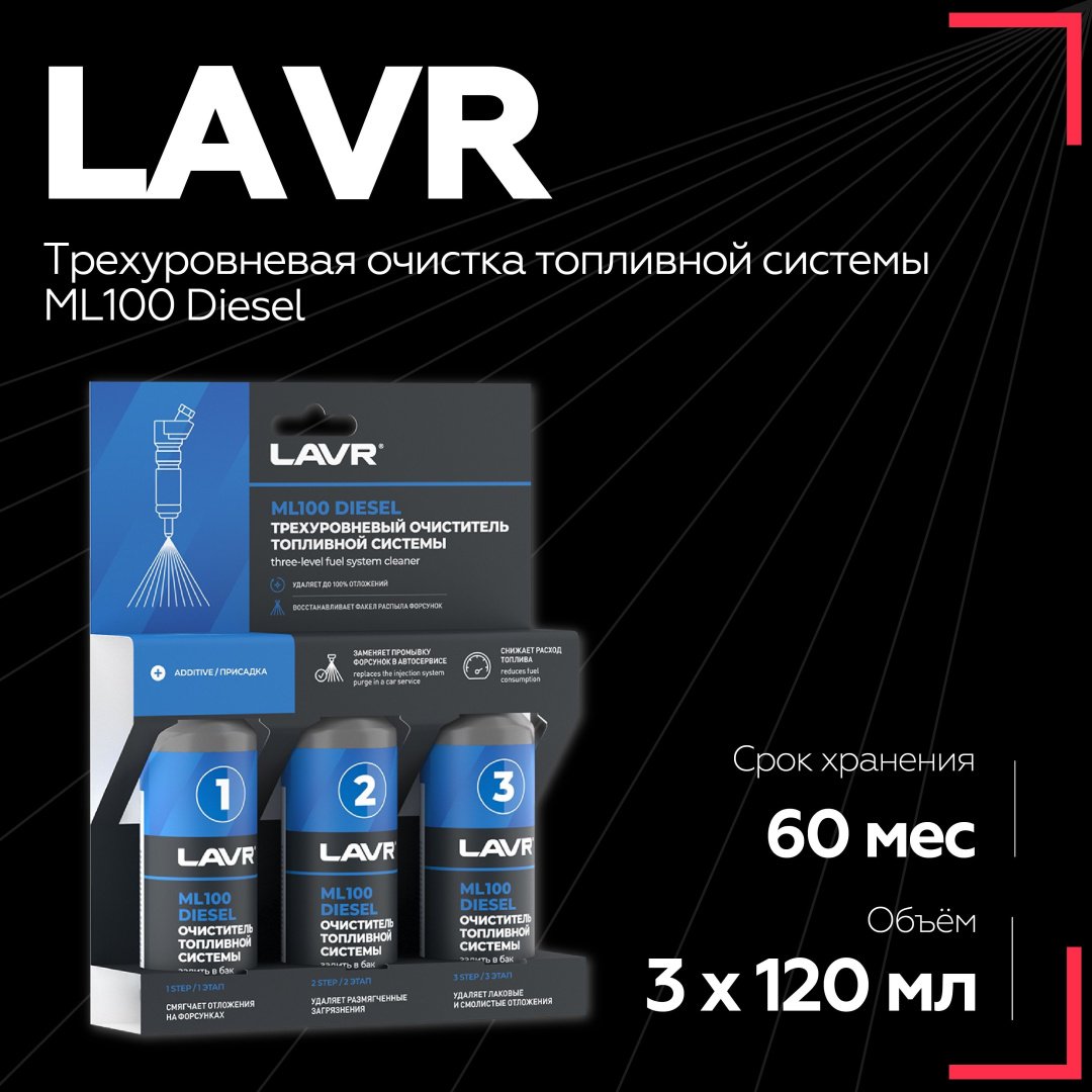 LAVR очиститель LN2138 Очиститель топливной системы ML100 DIESEL 0.36 л купить,NaN