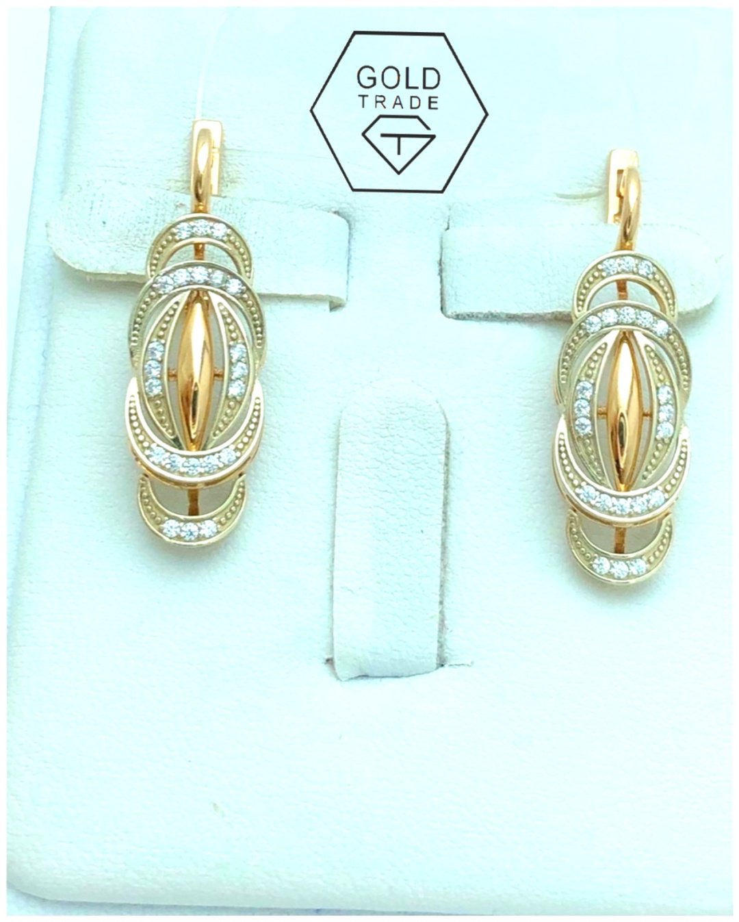 Серьги GOLD TRADE gt-400138 вес 6 г золото, фианит купить,NaN