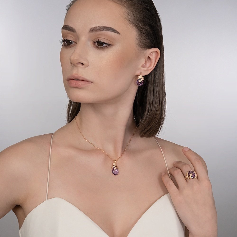 Подвеска ЮЗ Платина 03-3492-00-203-1110 вес 2.9 г золото, аметист купить,NaN