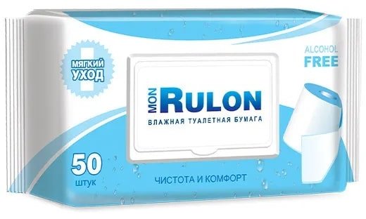 Mon Rulon влажная туалетная бумага 1-слойный 50 шт, смешанная целлюлоза купить,NaN