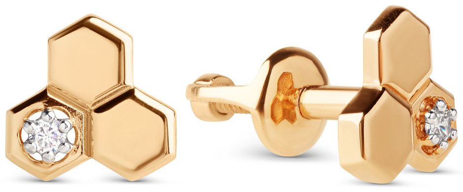 Серьги Династия 027372-1102 вес 1.29 г золото, фианит купить,NaN