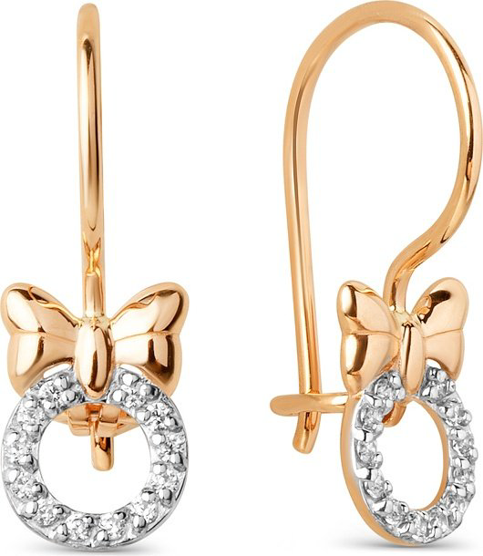 Серьги Династия 021142-1102 вес 1.03 г золото, фианит купить,NaN