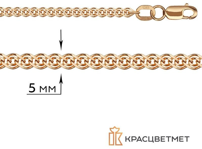 Браслет КРАСЦВЕТМЕТ НБ12-200ПГ длина 19 см, вес 1.61 г золото, плетение нонна купить,NaN