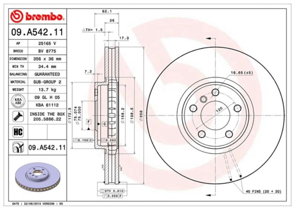 Колодки Brembo передние 09.A542.11 купить,NaN