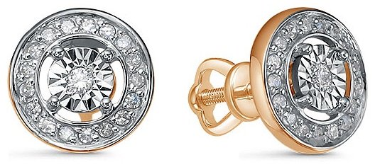 Пусеты FAMILY jewelry С00950-0120 вес 2.1 г золото, бриллиант купить,NaN