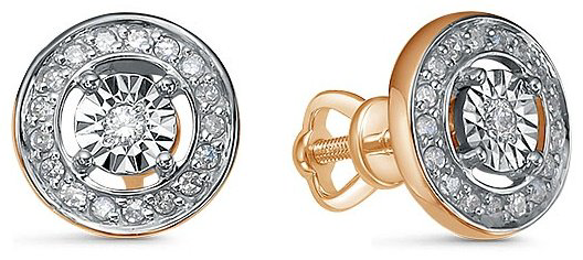 Пусеты FAMILY jewelry С00950-0120 вес 2.1 г золото, бриллиант купить,NaN