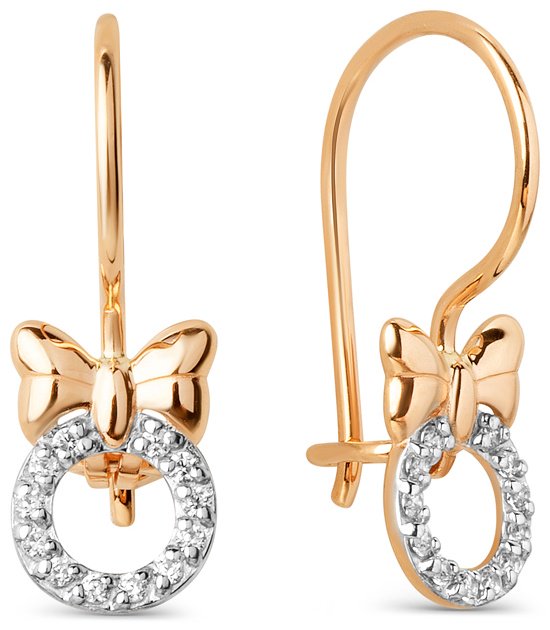 Серьги Династия 021142-1102 вес 0.98 г золото, фианит купить,NaN