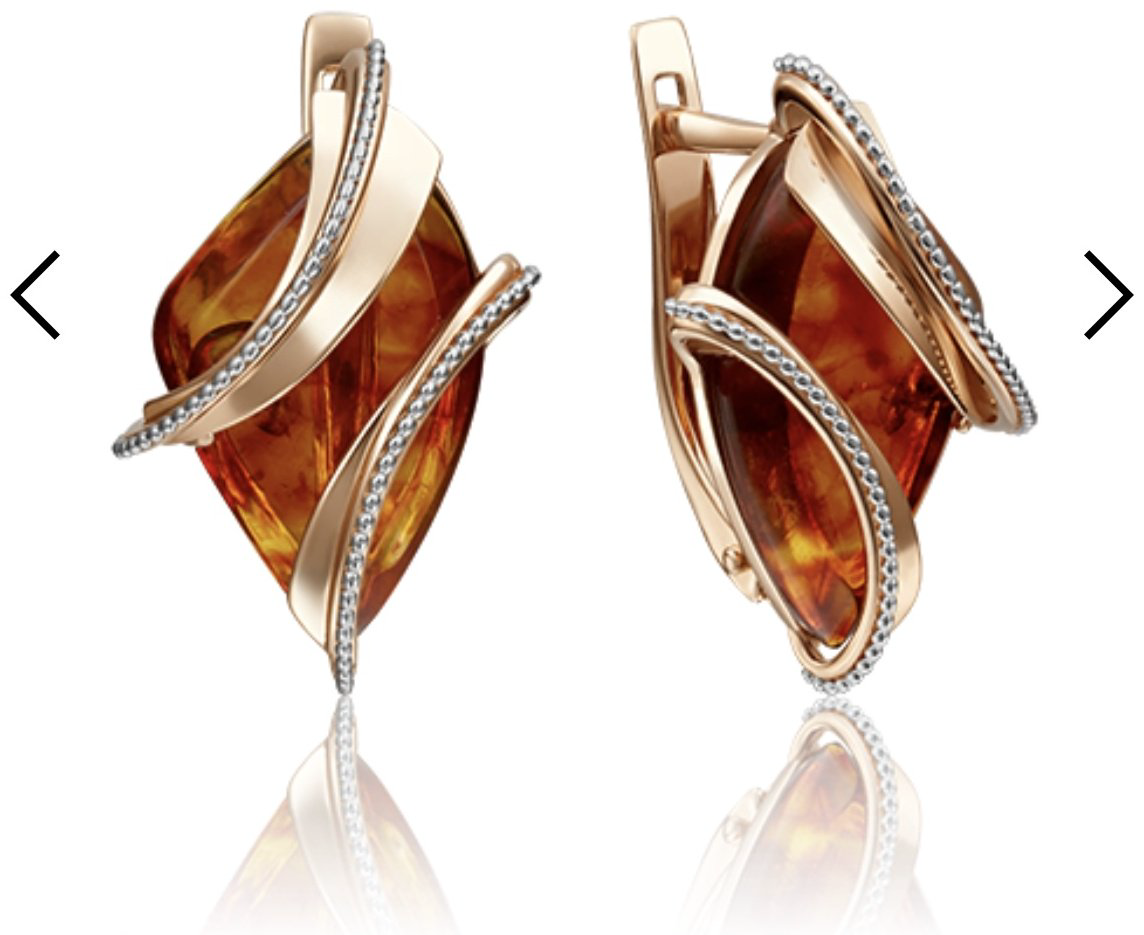 Серьги PLATINA 02-4130-00-271-1110-46 вес 4 г золото, янтарь купить,NaN