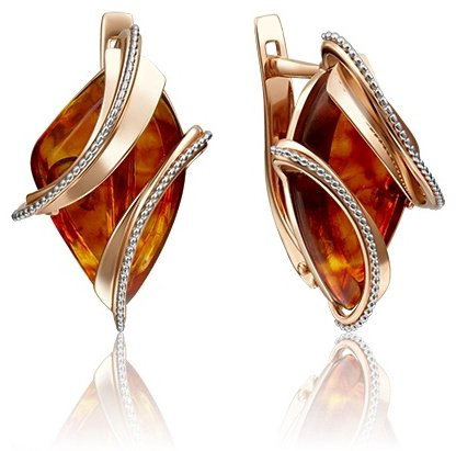 Серьги PLATINA 02-4130-00-271-1110-46 вес 3.85 г золото, янтарь купить,NaN