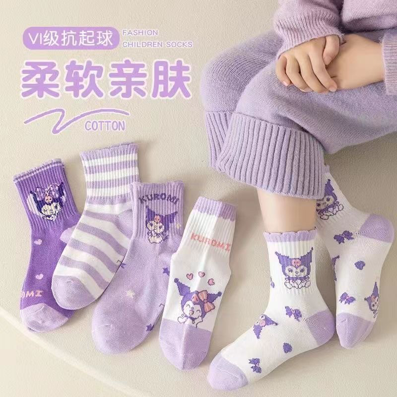 Носки Kuromi 42456445678 5 пар фиолетовый, мультиколор 5-7 купить,NaN