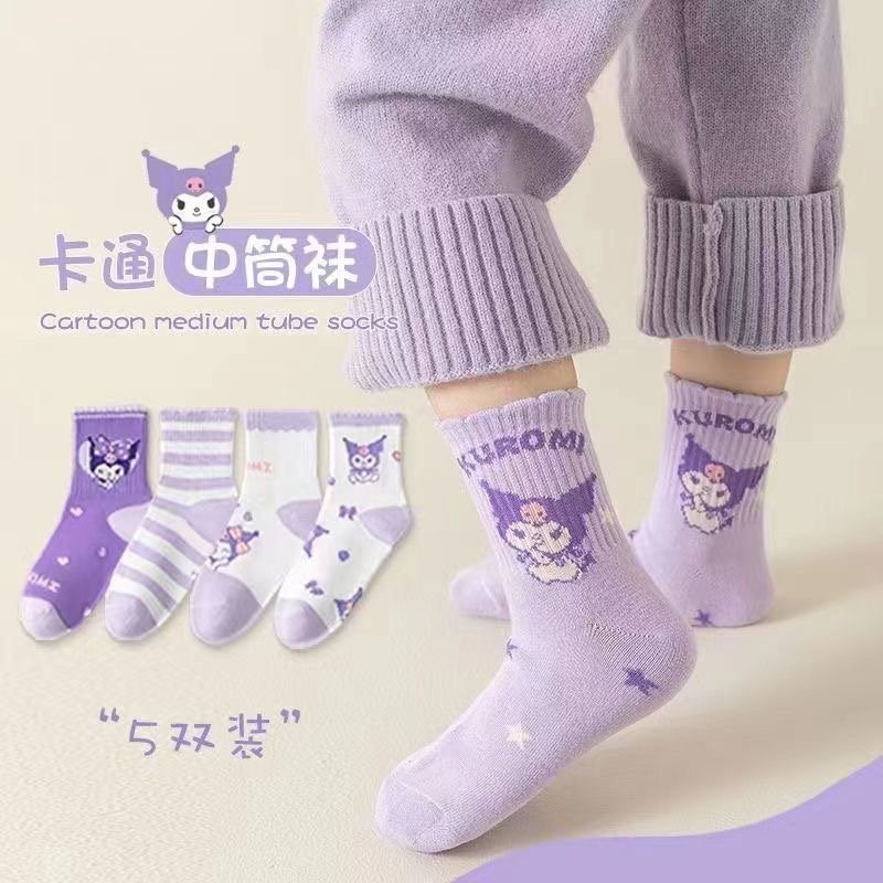 Носки Kuromi 42456445678 5 пар фиолетовый, мультиколор 5-7 купить,NaN