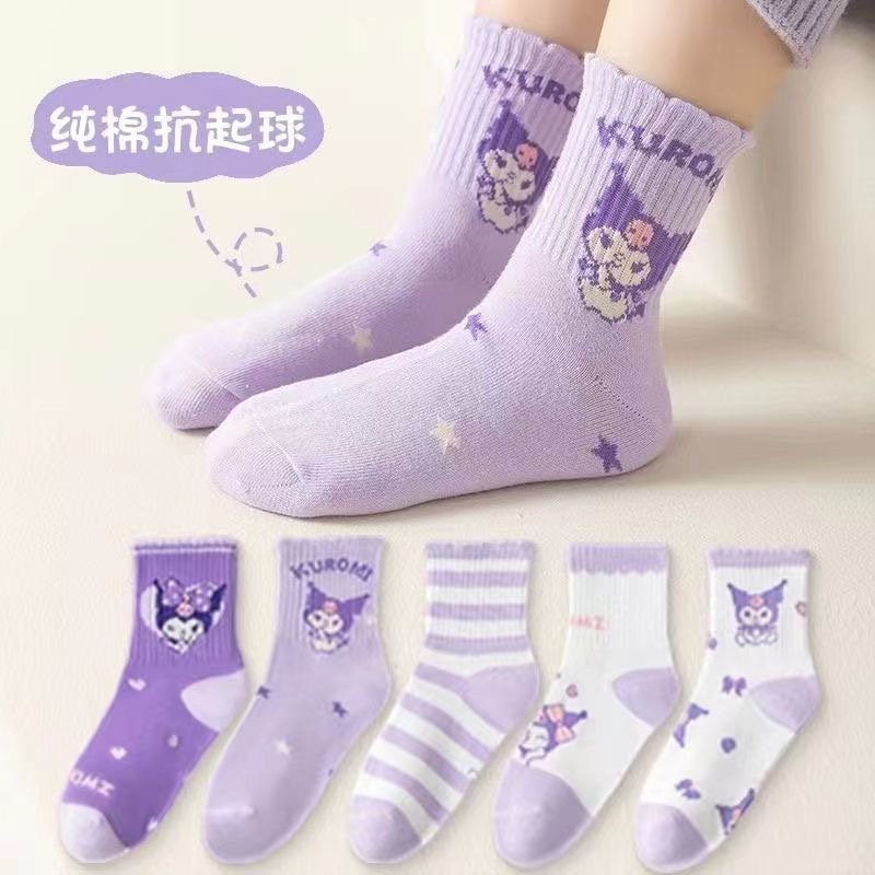 Носки Kuromi 42456445678 5 пар фиолетовый, мультиколор 5-7 купить,NaN