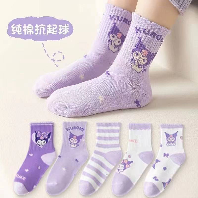 Носки Kuromi 42456445678 5 пар фиолетовый, мультиколор 5-7 купить,NaN
