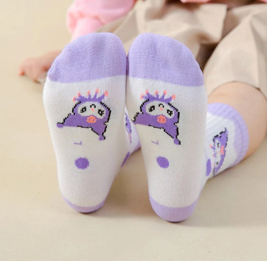 Носки Kuromi 5 пар белый, фиолетовый 27-33