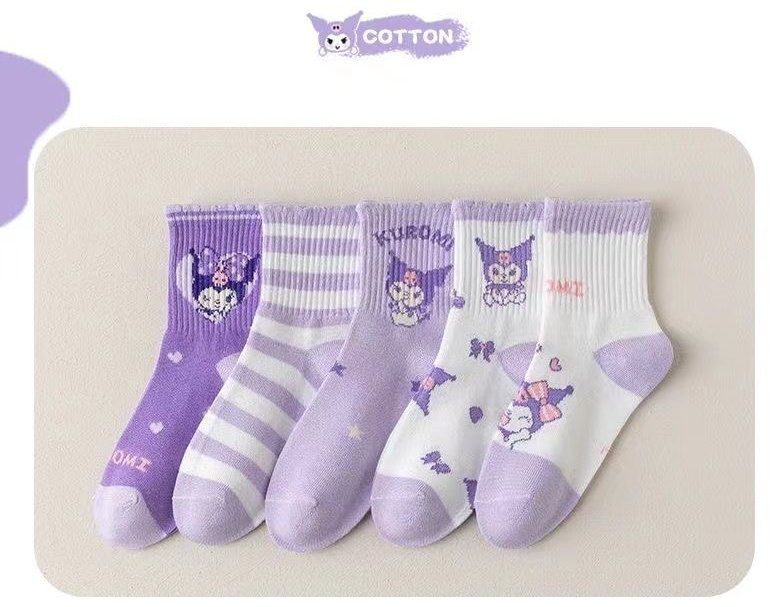 Носки Kuromi GB317 5 пар белый, фиолетовый L(6-8лет)