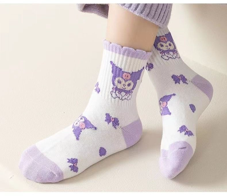 Носки Kuromi GB317 5 пар белый, фиолетовый L(6-8лет) купить,NaN