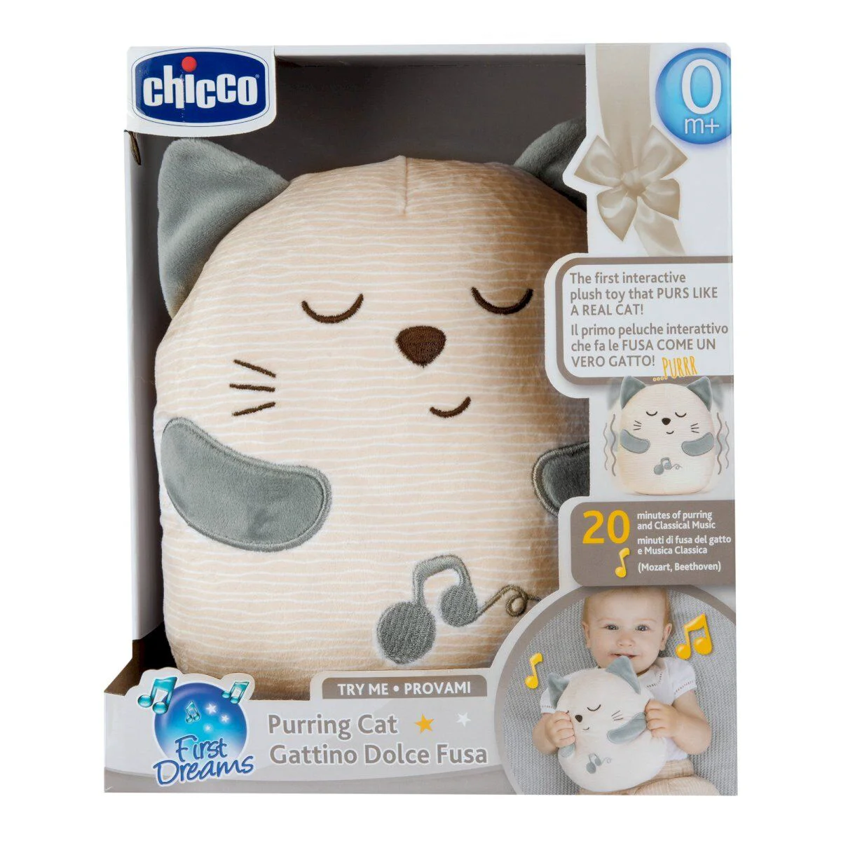Игрушка Chicco мягкая музыкальная Мурчащий котёнок 0м+ - ForteMarket Игрушка Chicco мягкая музыкальная Мурчащий котёнок 0м+ купить,0