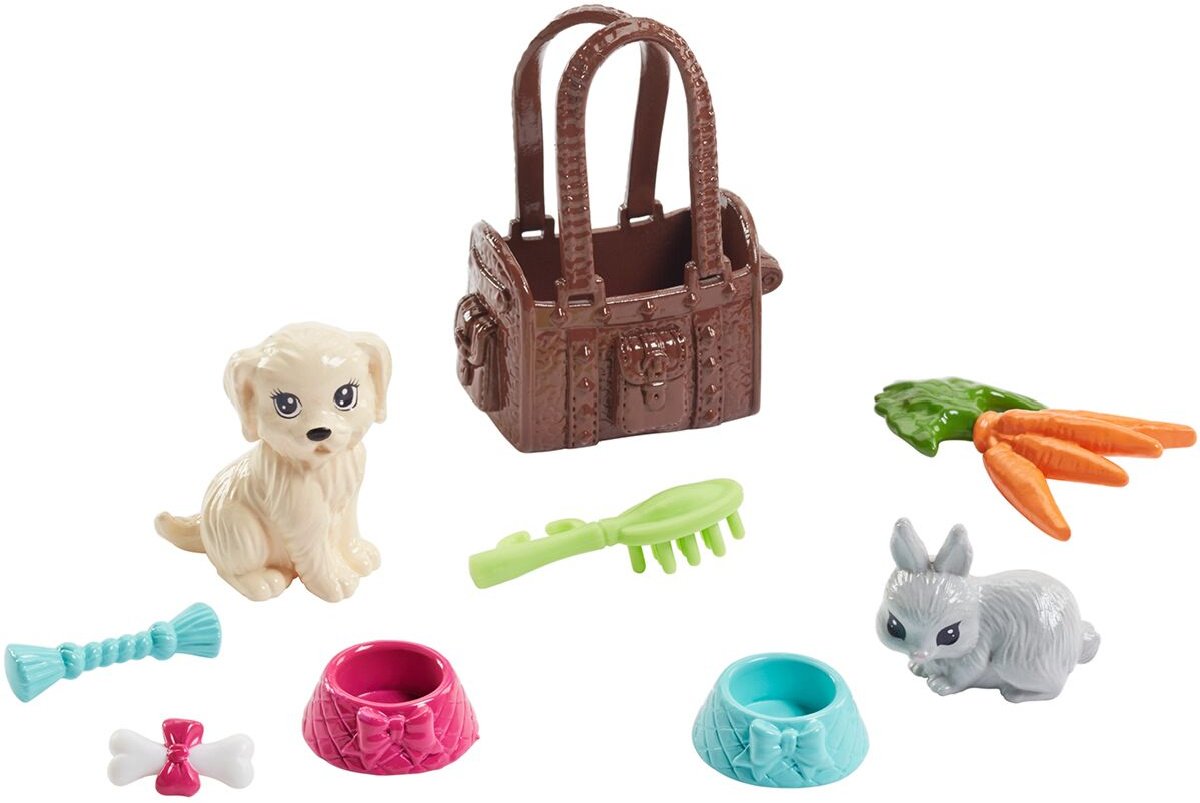 Кукла Barbie Family Блондинка с питомцем FPR480 29 см