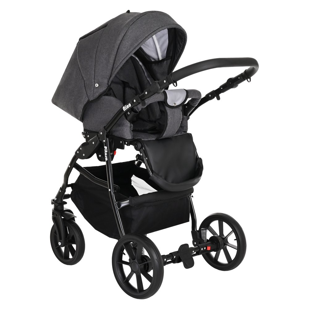 Коляска 2в1 Pituso Nino Кожа Antracyt/Metalic Grey купить,NaN