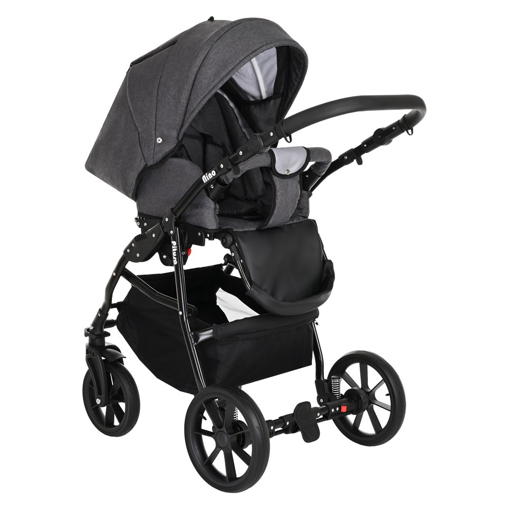 Коляска 2в1 Pituso Nino Кожа Antracyt/Metalic Grey купить,NaN
