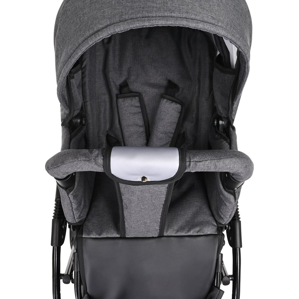 Коляска 2в1 Pituso Nino Кожа Antracyt/Metalic Grey купить,NaN