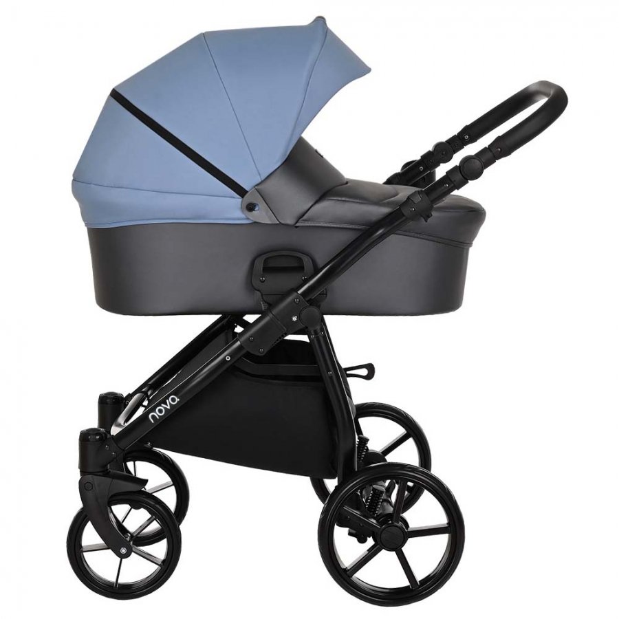 Коляска 2в1 Tutis Novo Кожа Antracite Metalic/Blue Shadow купить,NaN