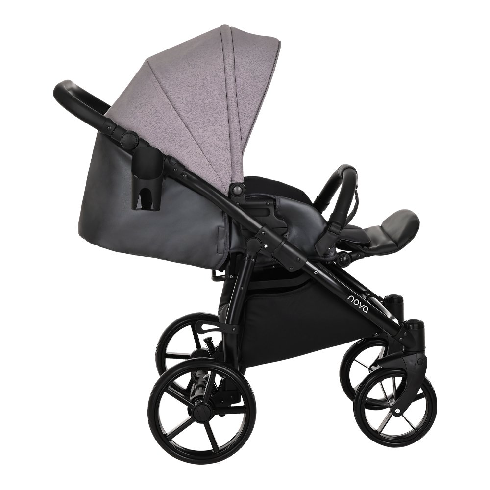 Коляска 2в1  Tutis Novo Кожа  Antracite Metalic/Grey Reflective Print купить,NaN