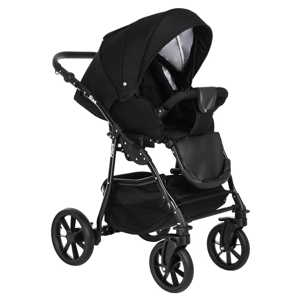Коляска 2в1 Pituso Nino Кожа Black купить,NaN