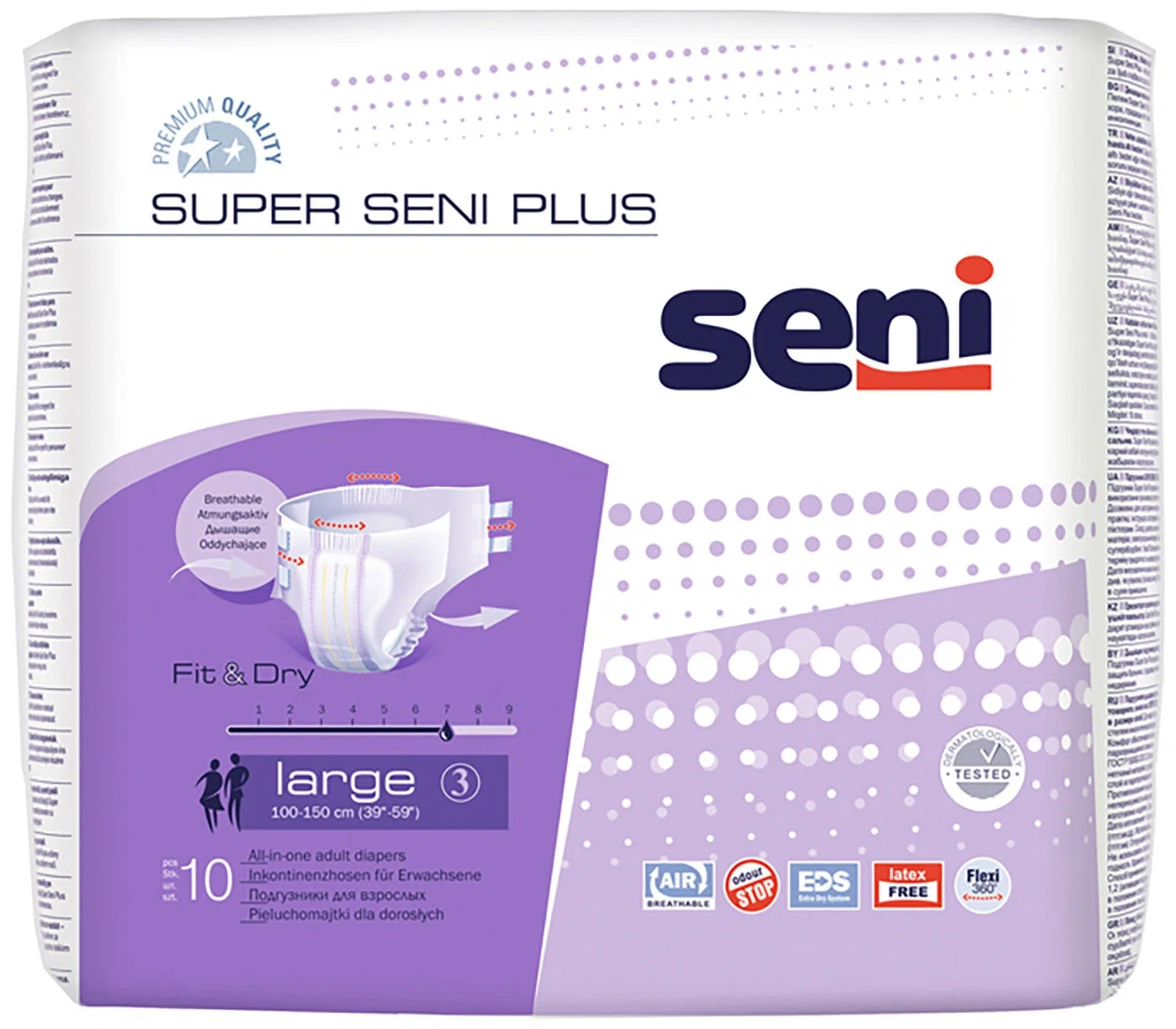  Подгузники Seni для взрослых  Super Large Plus  L 100-150 см  10 шт