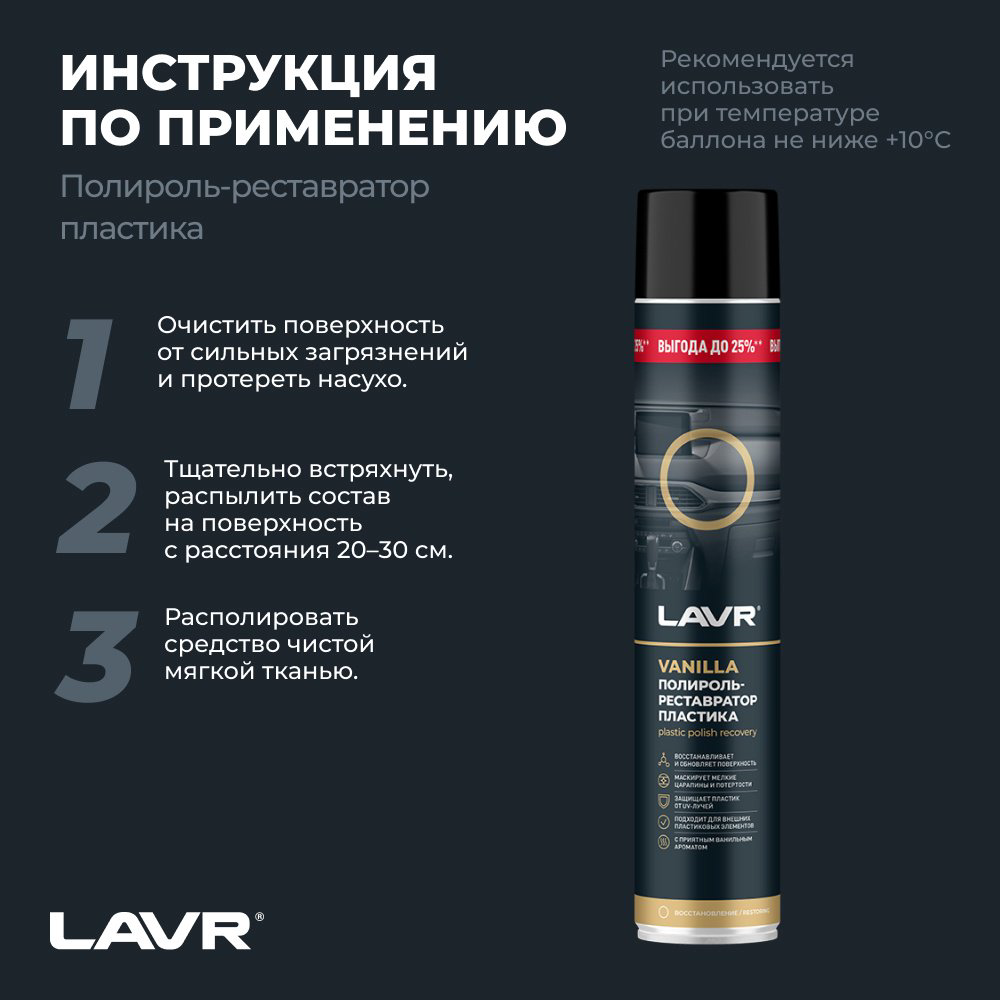 LAVR полироль для пластика Ln2450 1 л купить,NaN