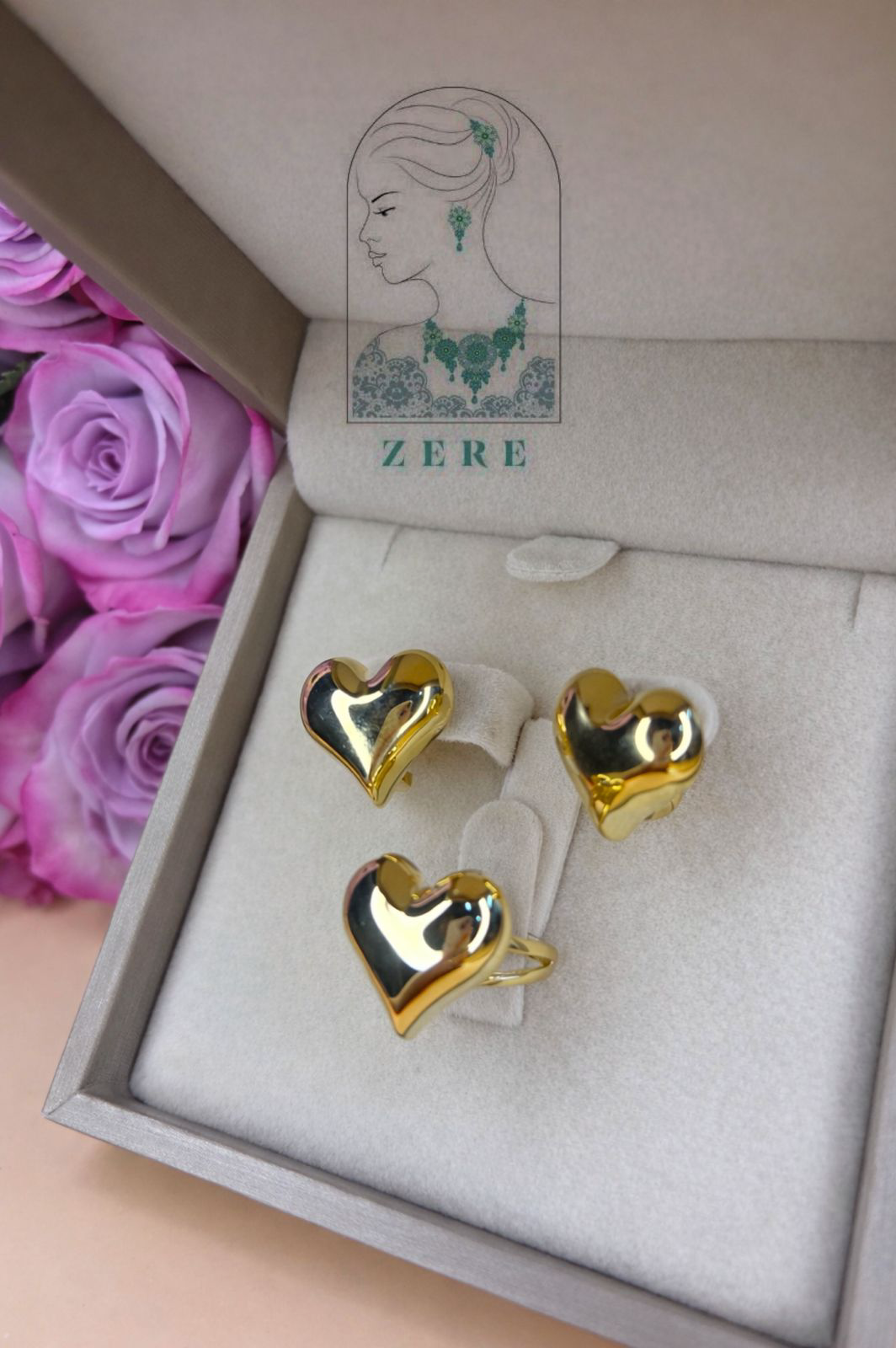 Комплект Zere Golden Heart ZR100126/2 золото 6.18гр купить,474555