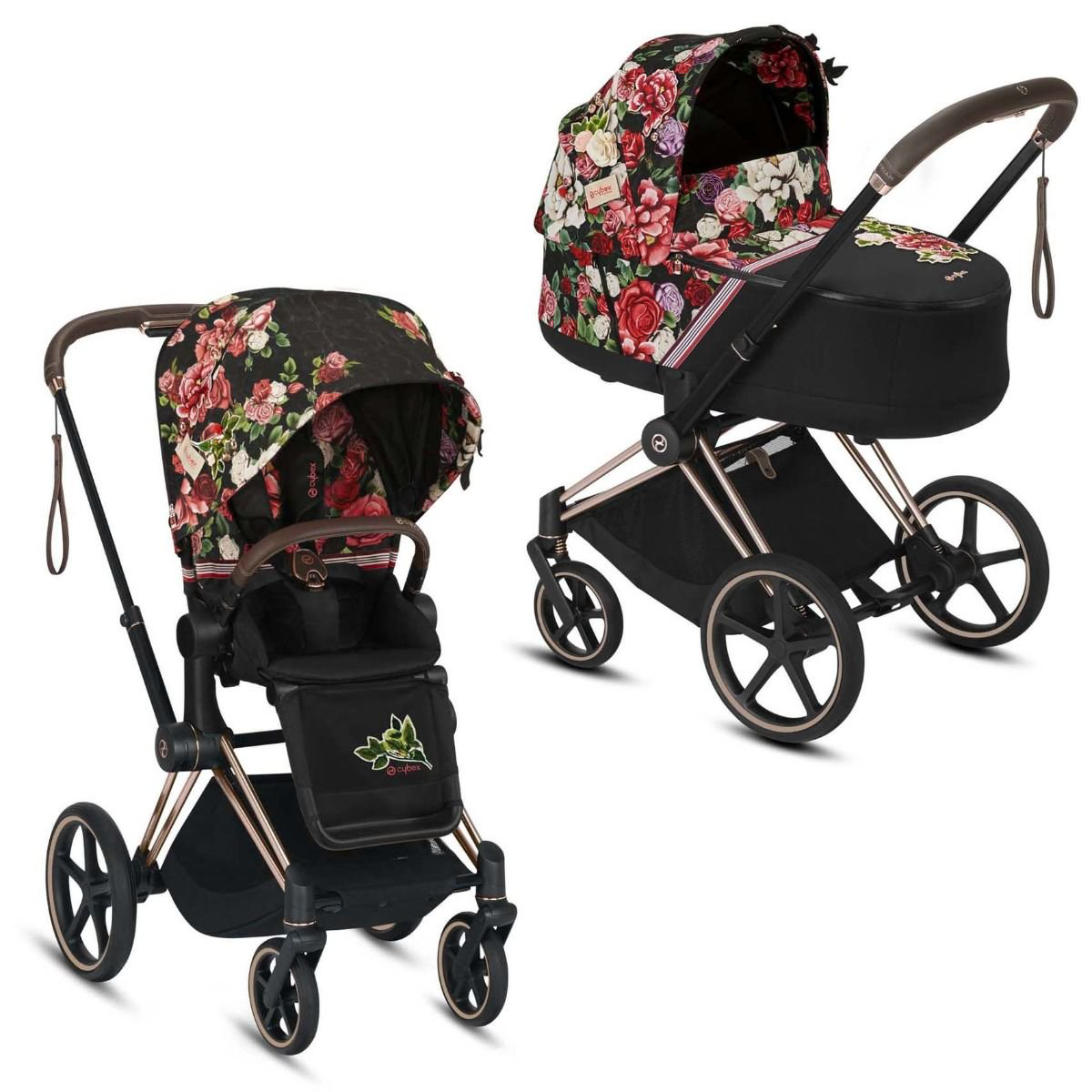 Коляска 2 в 1 Cybex Priam III FE Spring Blossom dark купить,NaN