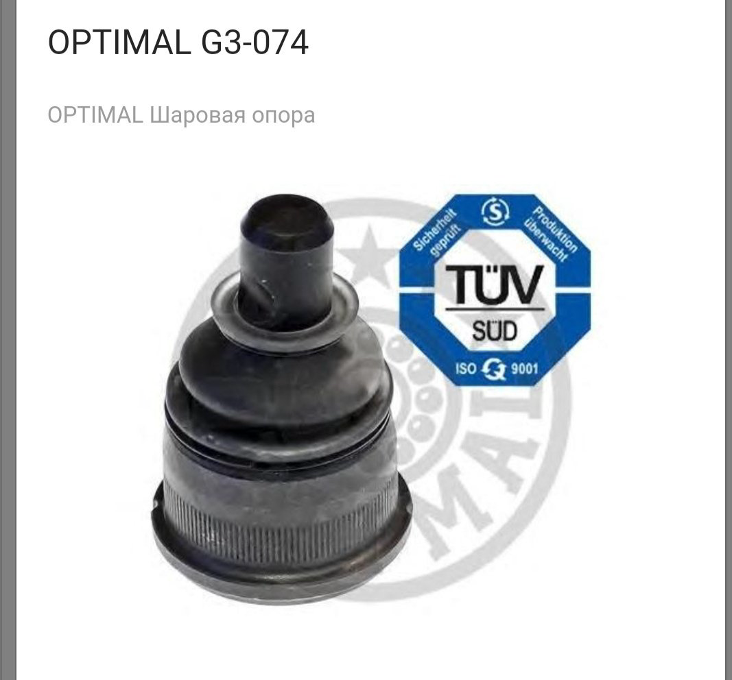 OPTIMAL опора шаровая G3-074 купить,NaN