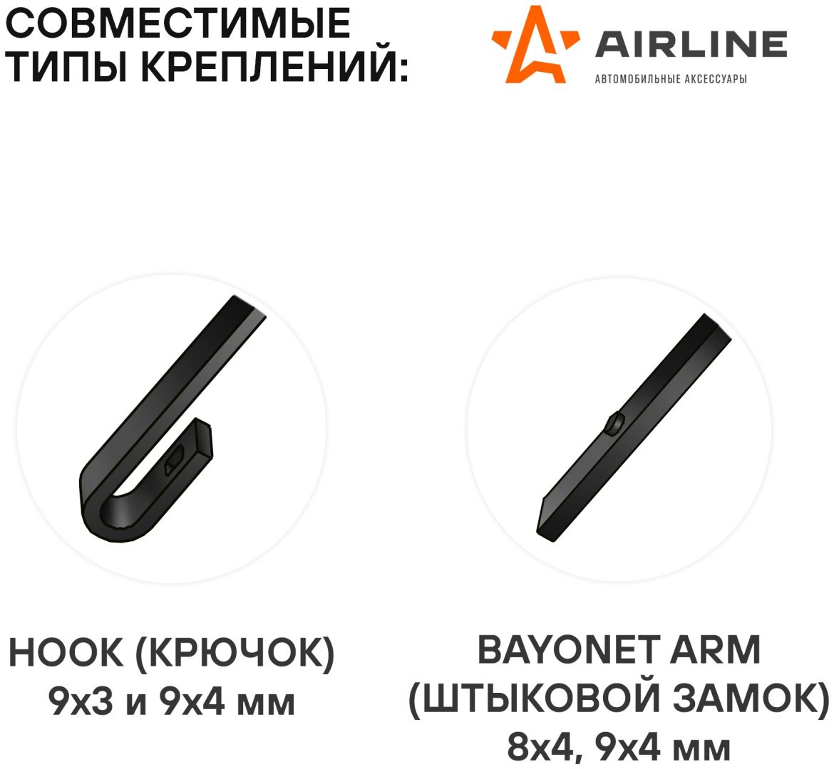 Щетка бескаркасная AIRLINE AWB-BK-510-475K 510 мм, 2 шт купить,NaN