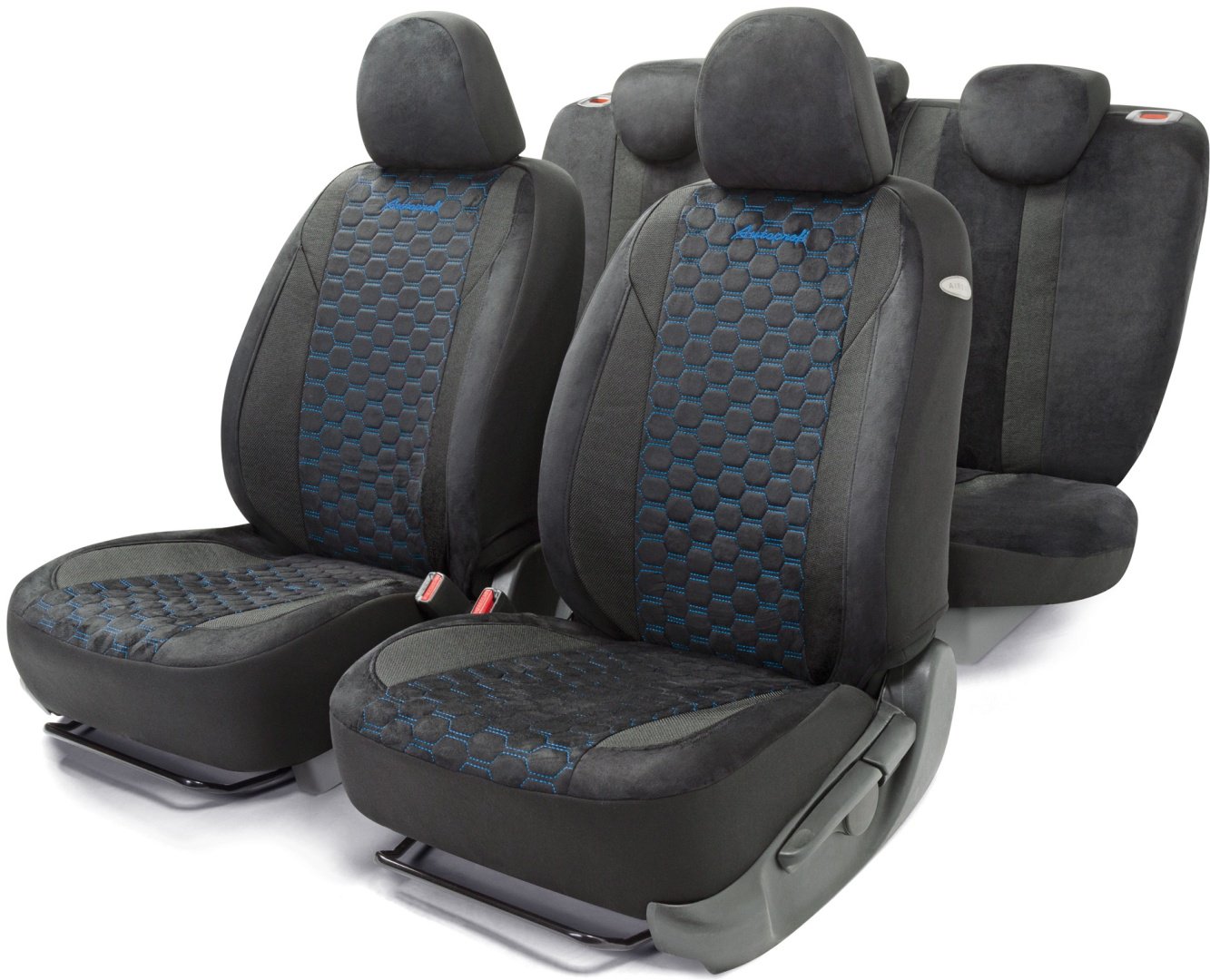 AUTOPROFI чехлы универсальные Alcantara ALC-1505 BK/BL черный-синий