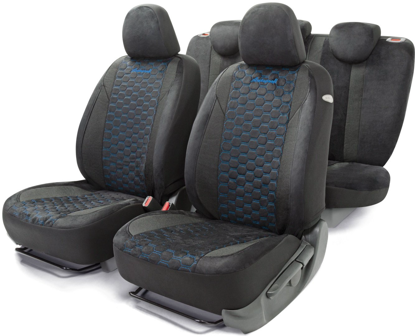 AUTOPROFI чехлы универсальные Alcantara ALC-1505 BK/BL черный-синий