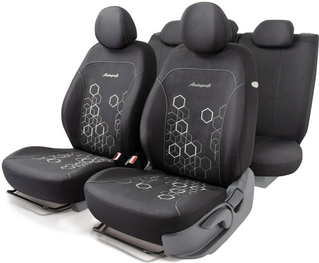 AUTOPROFI чехлы универсальные Hologram HOL-1102 BK/WH чёрный-белый