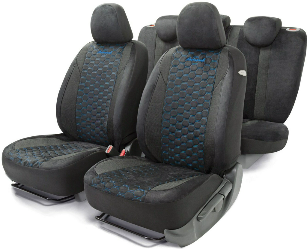 AUTOPROFI чехлы универсальные Alcantara ALC-1505 BK/BL черный-синий